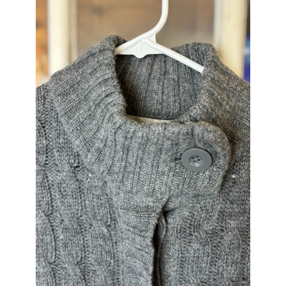 Merona Women's Medium Gray Chunky Knit Cozy Wool Blend Belted Button Up Cardigan - Picture 10 of 14